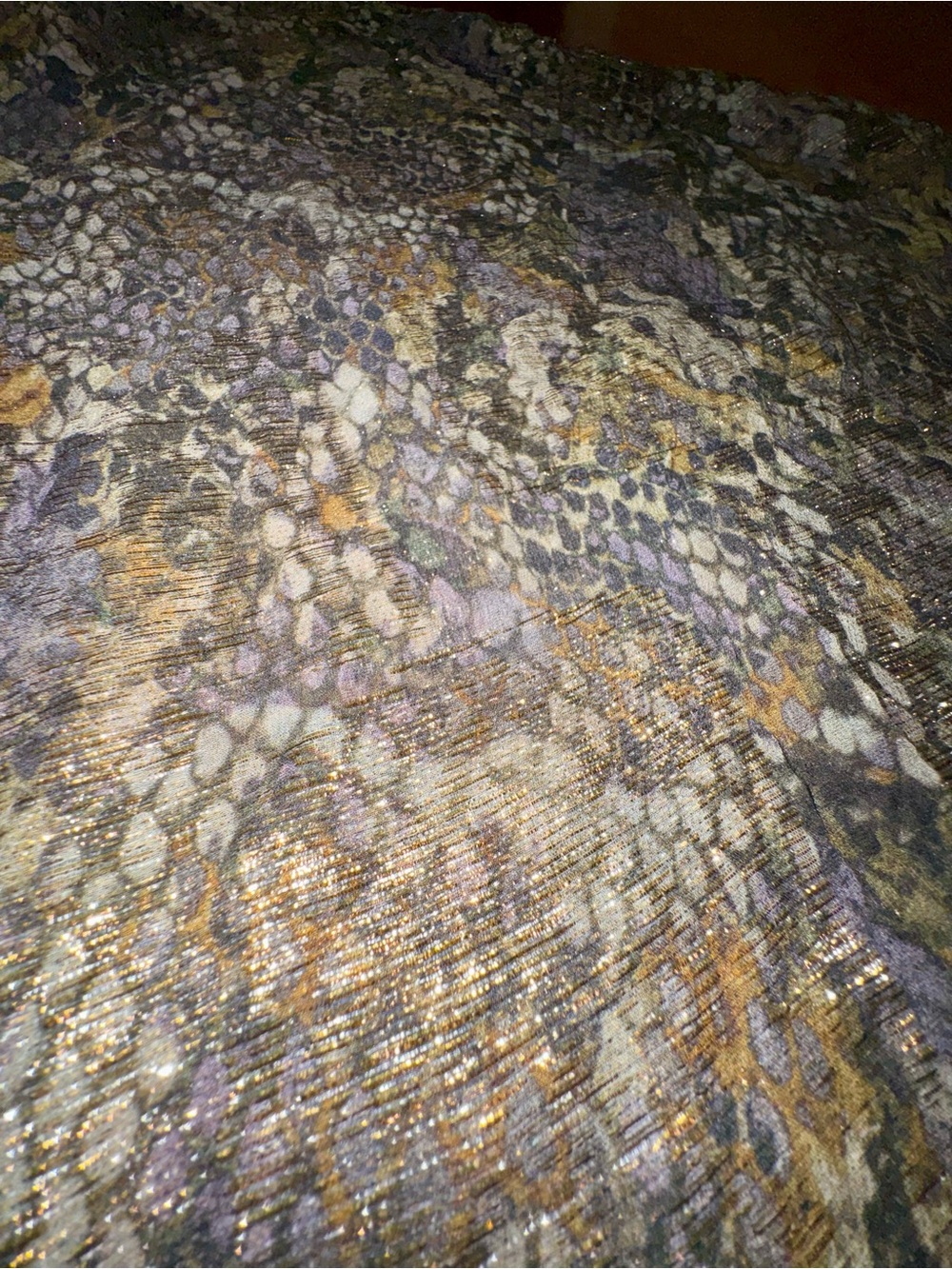Isabel Marant Brown, Gray, Purple Snake-Print Long Sleeve Metallic Top, Size 36 - Picture 9 of 13